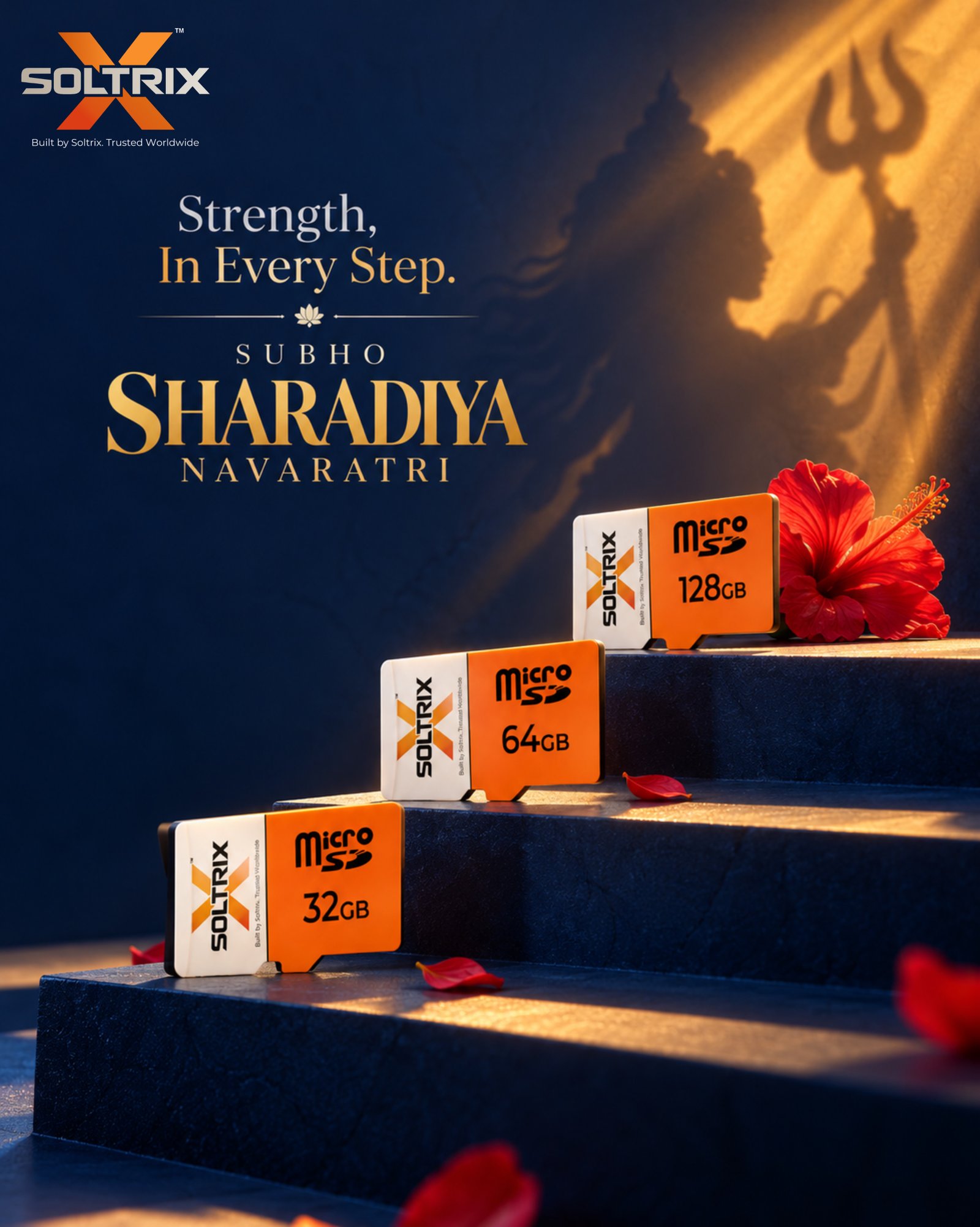 May the divine energy of Maa Durga inspire us to rise stronger, move forward with courage, and embrace every new beginning with faith. 🙏✨

As the spirit of Sharad Navaratri fills the air, may every step lead us towards greater strength, every challenge bring new wisdom, and every moment shine with positivity.

SoltriX wishes you a blessed Navaratri filled with divine grace, renewed energy, and endless possibilities. 🪷

#SoltriX #shubhosharadiya #microsdcard #happynavratri #maadurga 

[SoltriX, Shubho Sharadiya, Sharad Navaratri, Happy Navratri, Navratri wishes, Durga Puja, Maa Durga, Goddess Durga, divine blessings, festive greetings, Navratri celebration, Indian festivals, Bengali festivals, Sharad Utsav, strength and courage, positivity, new beginnings, spiritual inspiration, divine energy, Durga Puja greetings, Navratri festival, Hindu festival, festive wishes, technology brand, SoltriX India, memory card, microSD card, storage solutions, digital storage, technology solutions]